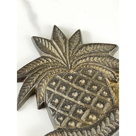 Brass Welcome Door Sign Pineapple Design 9 1/2" Entry Plaque 90s Home Decor - Picture 9 of 13